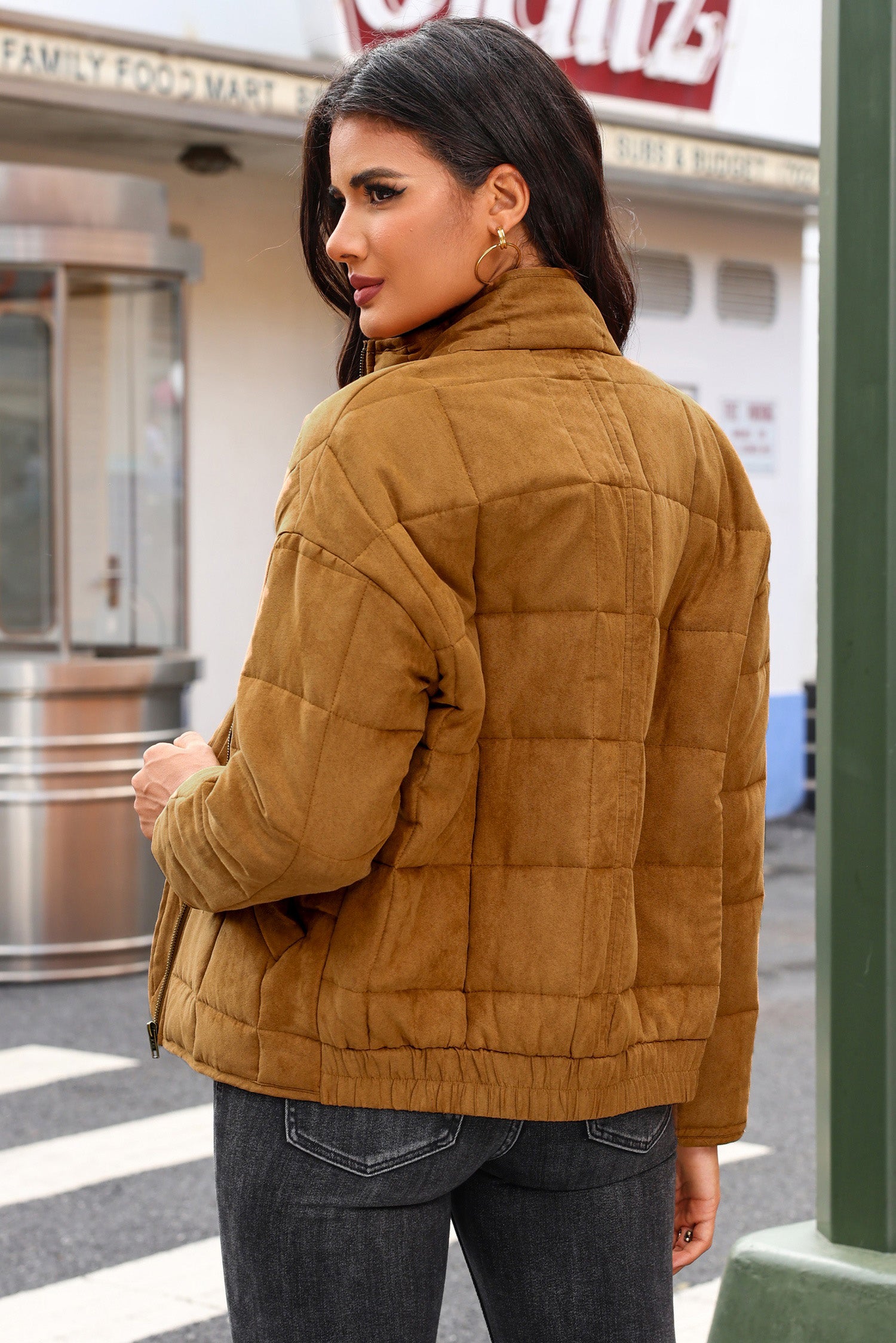 Aura Stylo - Zip Up Pocketed Long Sleeve Coat
