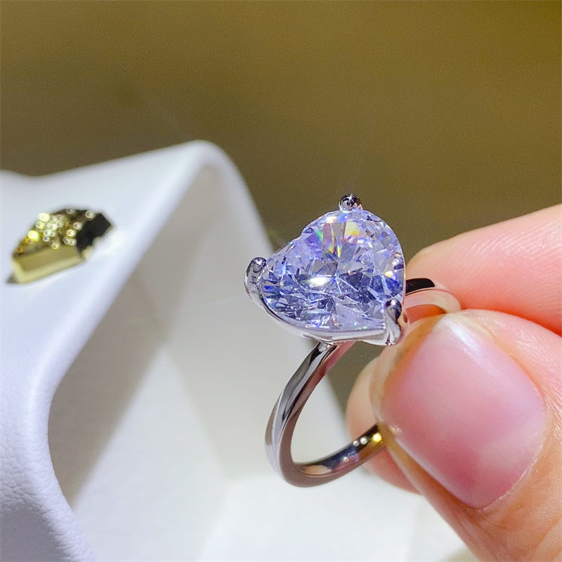 Aura Stylo - 5 Carat 925 Sterling Silver Moissanite Heart Shape Ring