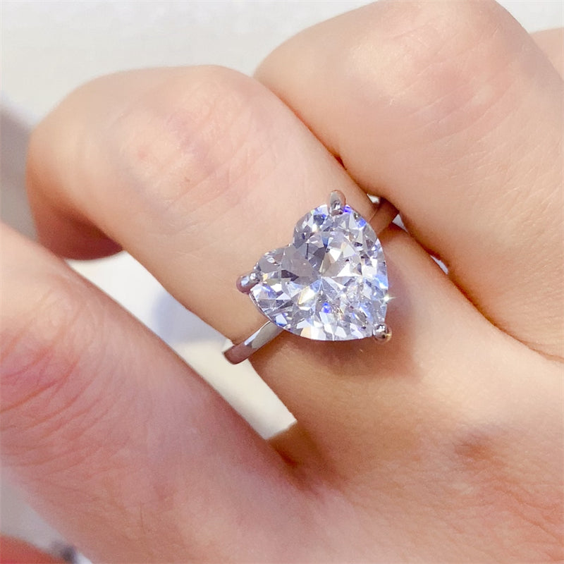 Aura Stylo - 5 Carat 925 Sterling Silver Moissanite Heart Shape Ring