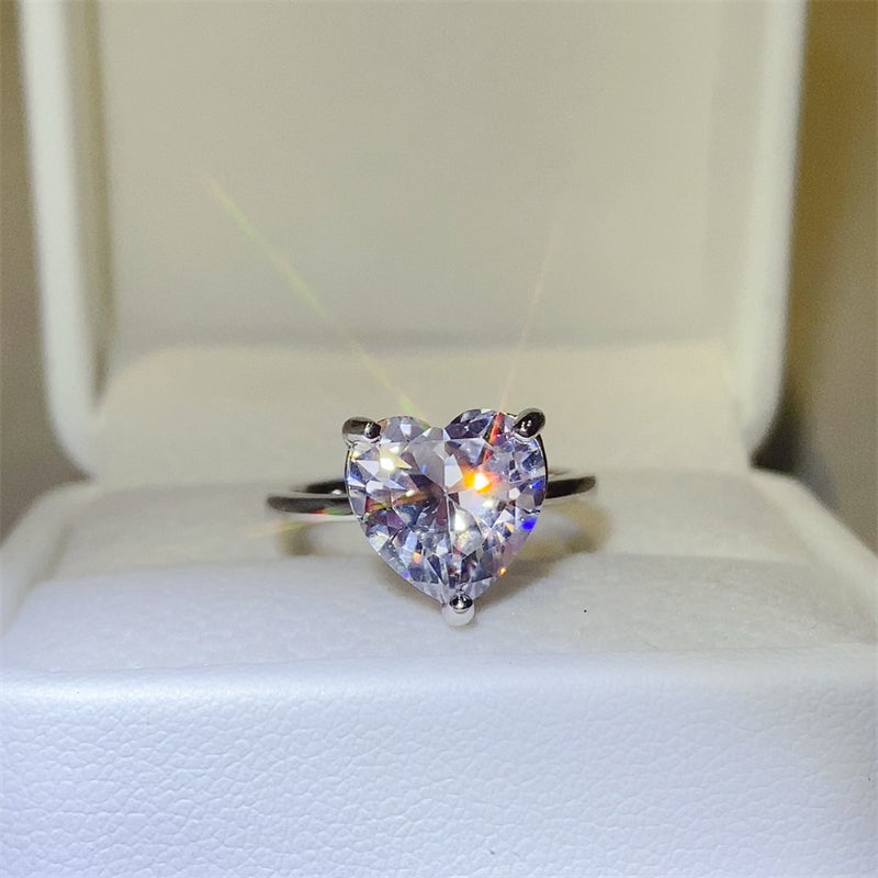Aura Stylo - 5 Carat 925 Sterling Silver Moissanite Heart Shape Ring